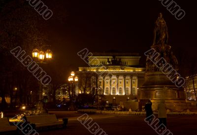 Catherine`s garden in winter evening