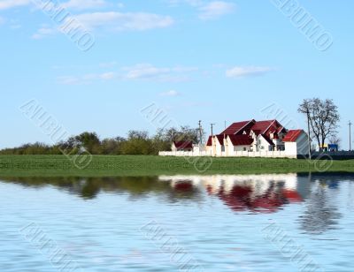 landscape with house flood water
