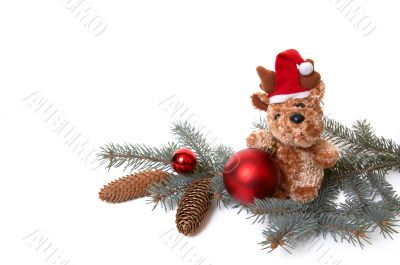 Bear and xmas decorations