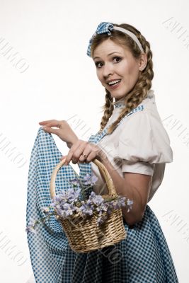 Woman in little girl costume