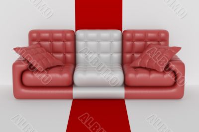 Isolated leather sofa. An interior. 3D image. Isolated leather sofa. An interior. 3D image.