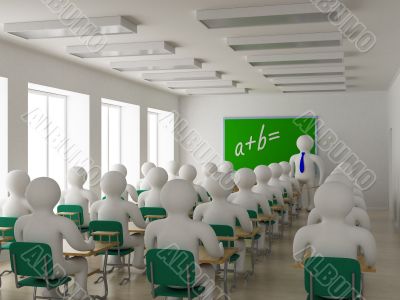 Interior of a school class. 3D image.