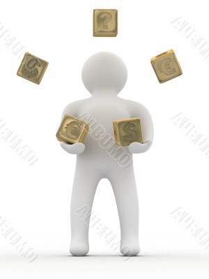 person throwing cubes. Isolated 3D image.
