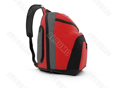 Red travel rucksack