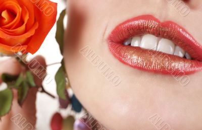 Macro shot of beautiful full lips