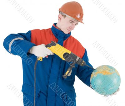 Builder, terrestrial globe and perforator