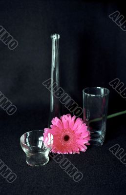 Glass things with rose flower