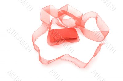 Red ribbon on white