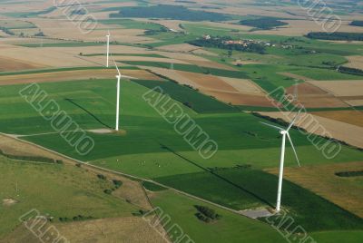 Aerial view of a wind farm