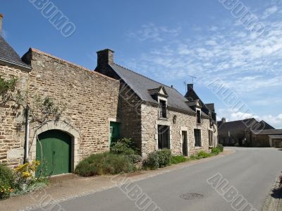 Street in provincial French small town in a valley