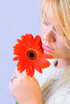 Young Woman with Red Flower Young Woman with Red Flower