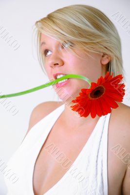 Young Woman with Red Flower Young Woman with Red Flower