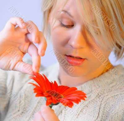 Young Woman with Red Flower Young Woman with Red Flower