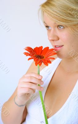 Young Woman with Red Flower Young Woman with Red Flower