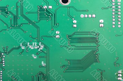 printed wiring on black macro