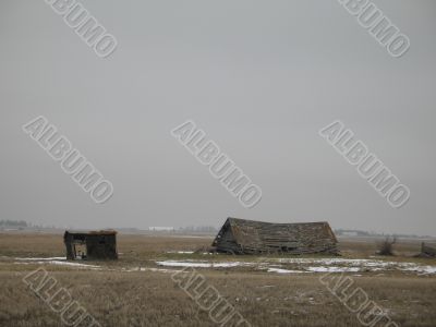 broken barn in a field