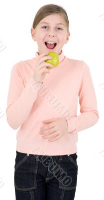 Girl and apple
