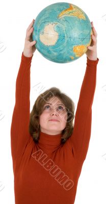 Woman and terrestrial globe