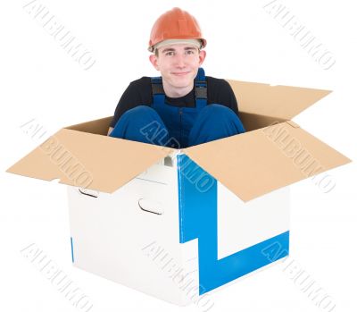 Laborer in box
