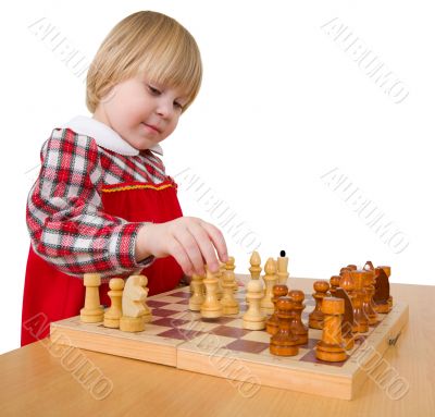 Little girl and chess