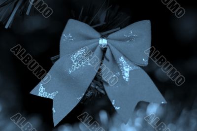 Christmas ornaments on tree.