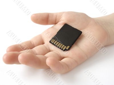 hand with memory card