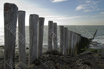 North Sea beach with breakwater,Netherlands