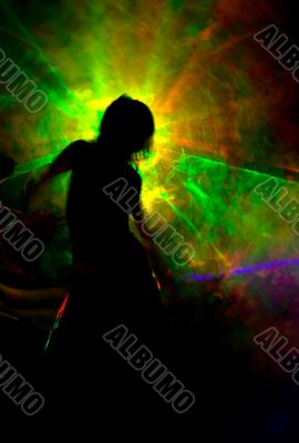 Silhouette in color smoke Silhouette in color smoke