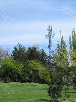 communication tower and blue sky