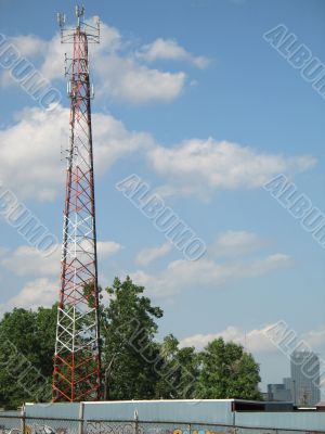 communication tower and blue sky