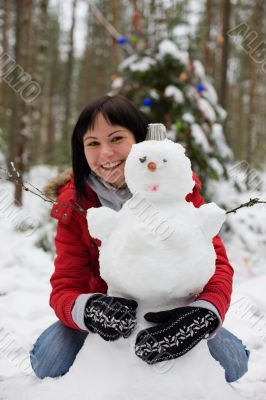 The girl and snowman