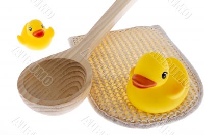 rubber duck with utensils sauna