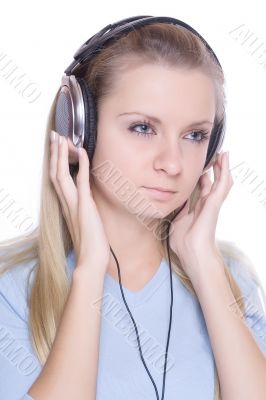 beautiful young woman with headphones