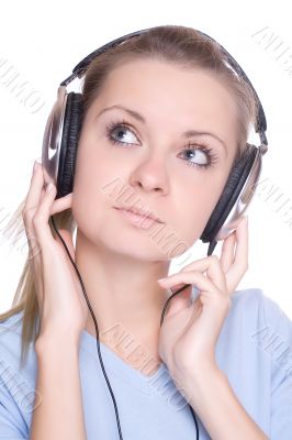 beautiful young woman with headphones