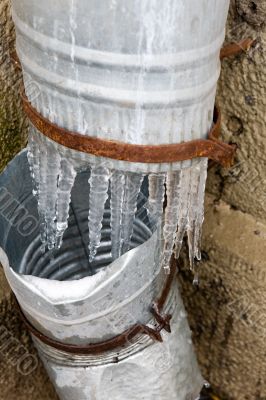Icicles on a drainpipe