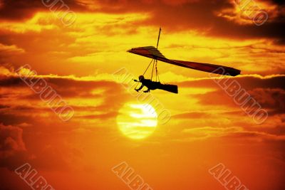 Hang gliding at Dusk