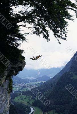 Base Jumper in the Mountains