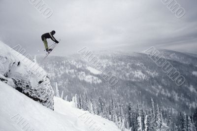 Skiier Performing Daredevil Stunt