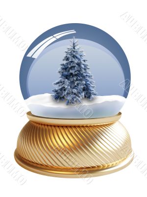 3D render of snow globe with clipping path