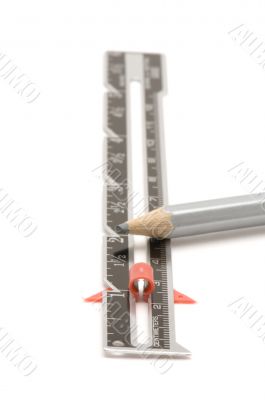 sewing centimeter and pencil macro