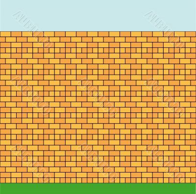 High wall constructed of a brick of two colours