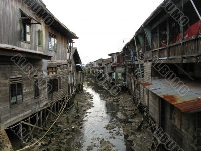 dirty heart of fishing village, Indonesia