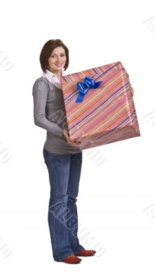 Woman with a gift box