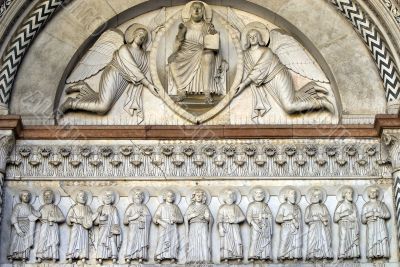 Lucca (Tuscany) - Detail of the Cathedral facade