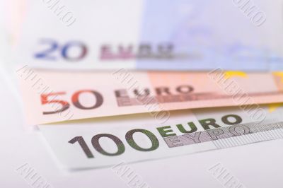 Euro banknotes focus on 100