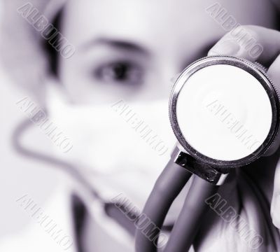 Portrait of a young doctor with stethoscope.