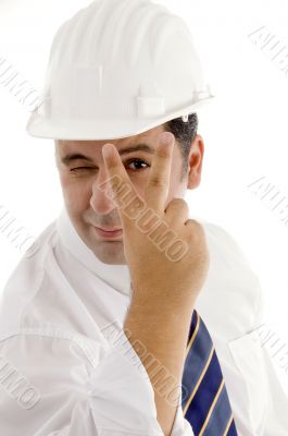 architect posing with peace sign