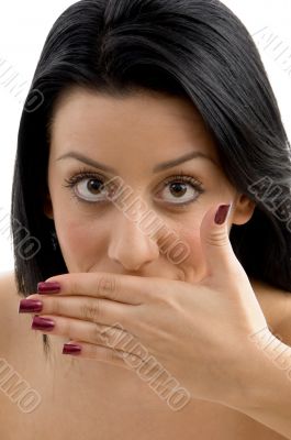 top view of female showing hand gesture top view of female showing hand gesture