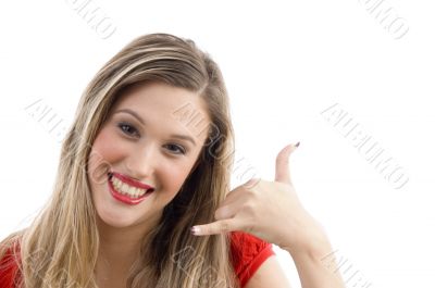 woman making call with hand gesture