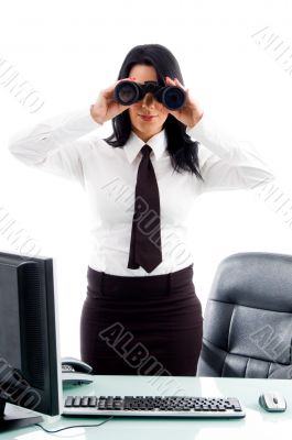 executive looking through binocular executive looking through binocular